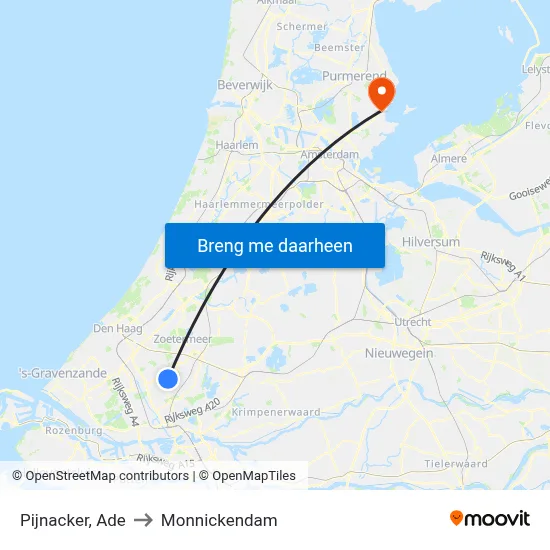 Pijnacker, Ade to Monnickendam map