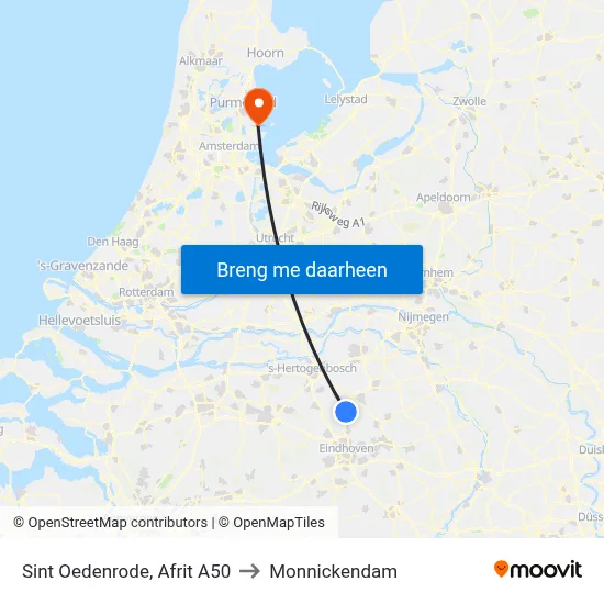 Sint Oedenrode, Afrit A50 to Monnickendam map