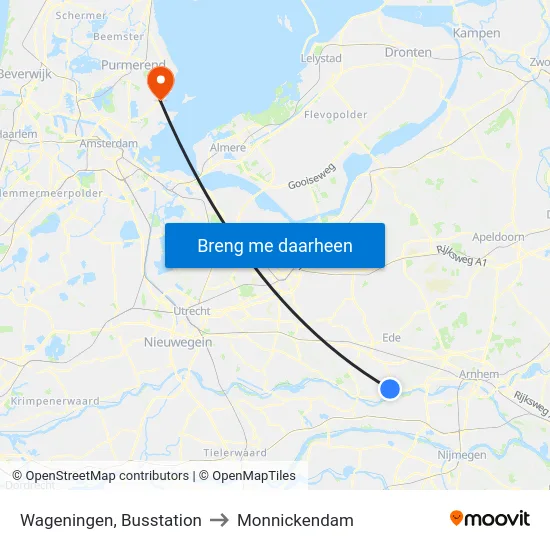 Wageningen, Busstation to Monnickendam map