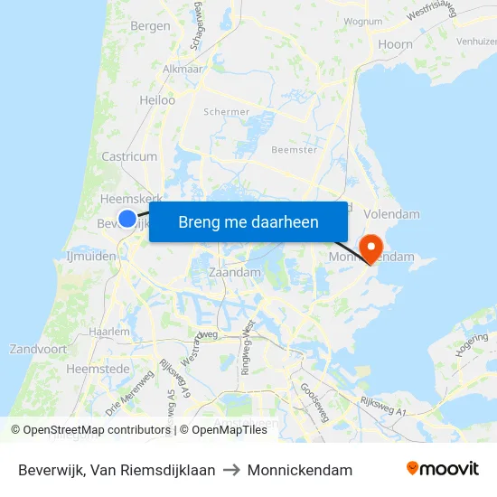 Beverwijk, Van Riemsdijklaan to Monnickendam map