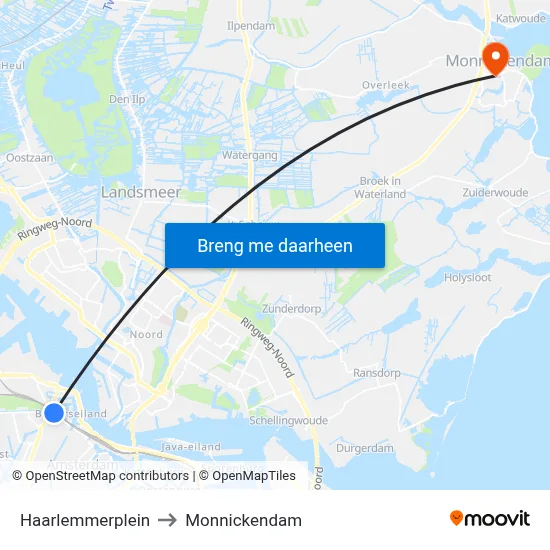 Haarlemmerplein to Monnickendam map