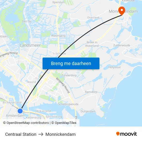 Centraal Station to Monnickendam map
