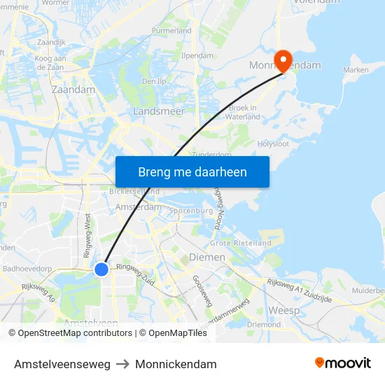 Amstelveenseweg to Monnickendam map