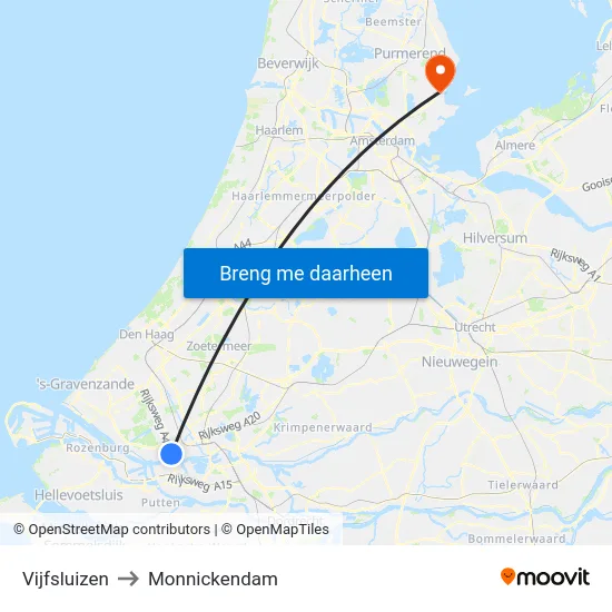 Vijfsluizen to Monnickendam map