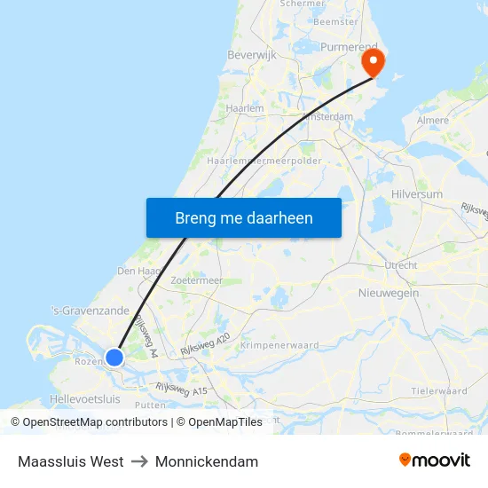 Maassluis West to Monnickendam map