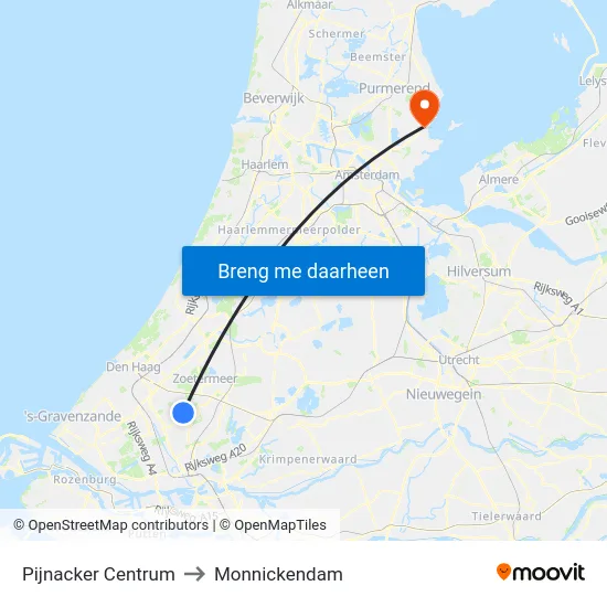 Pijnacker Centrum to Monnickendam map