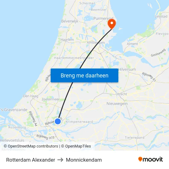 Rotterdam Alexander to Monnickendam map