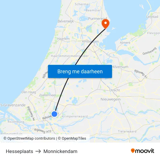 Hesseplaats to Monnickendam map