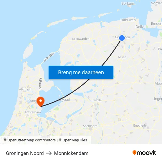 Groningen Noord to Monnickendam map