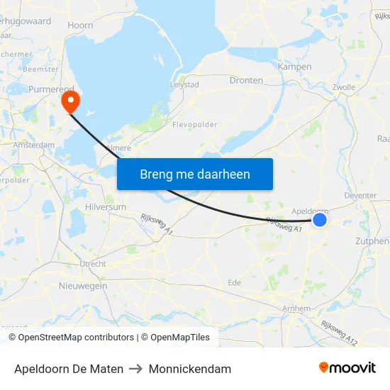 Apeldoorn De Maten to Monnickendam map