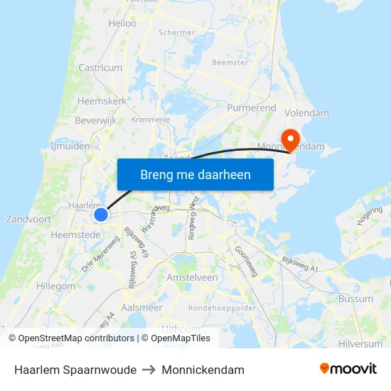 Haarlem Spaarnwoude to Monnickendam map