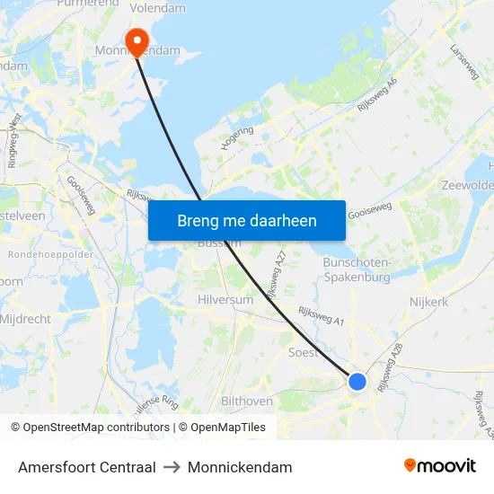 Amersfoort Centraal to Monnickendam map