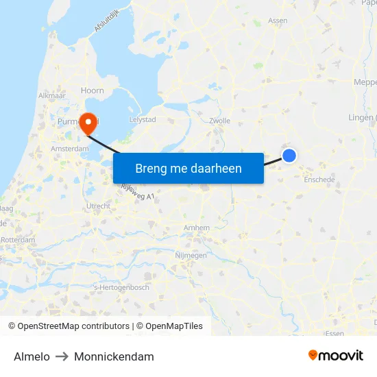 Almelo to Monnickendam map