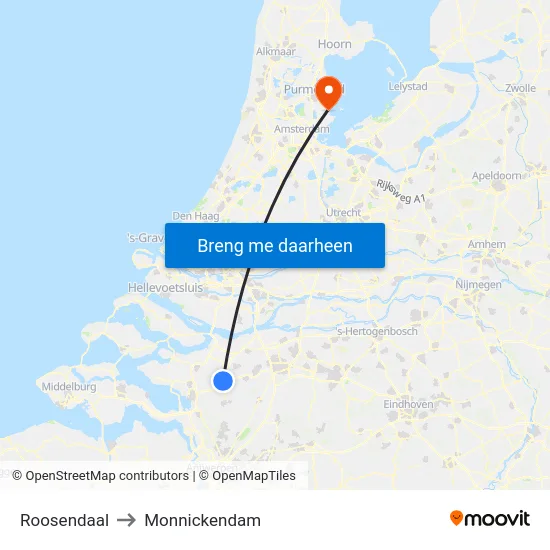 Roosendaal to Monnickendam map