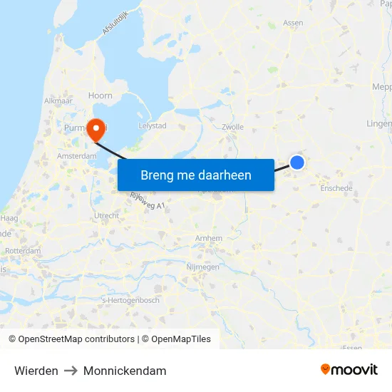 Wierden to Monnickendam map