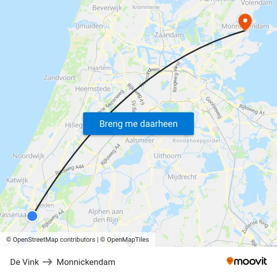 De Vink to Monnickendam map
