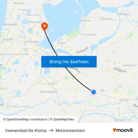 Veenendaal-De Klomp to Monnickendam map