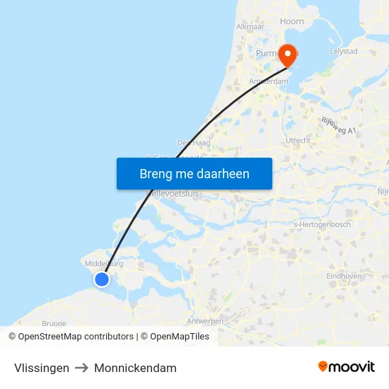 Vlissingen to Monnickendam map