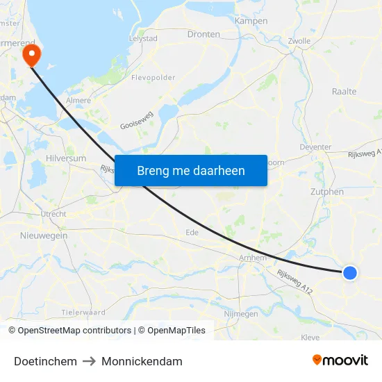 Doetinchem to Monnickendam map