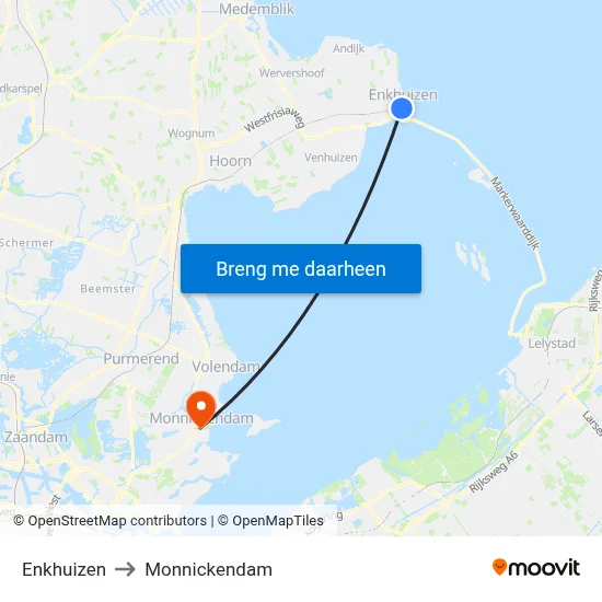 Enkhuizen to Monnickendam map