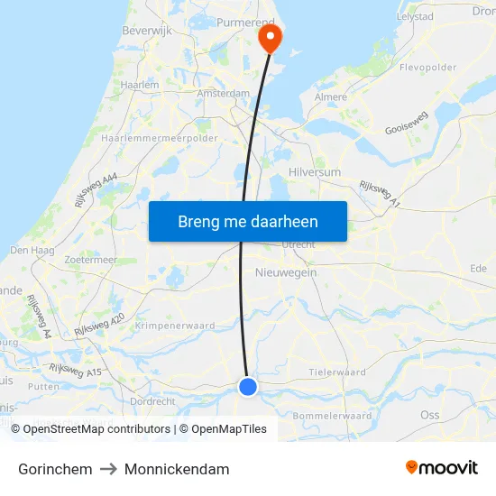 Gorinchem to Monnickendam map