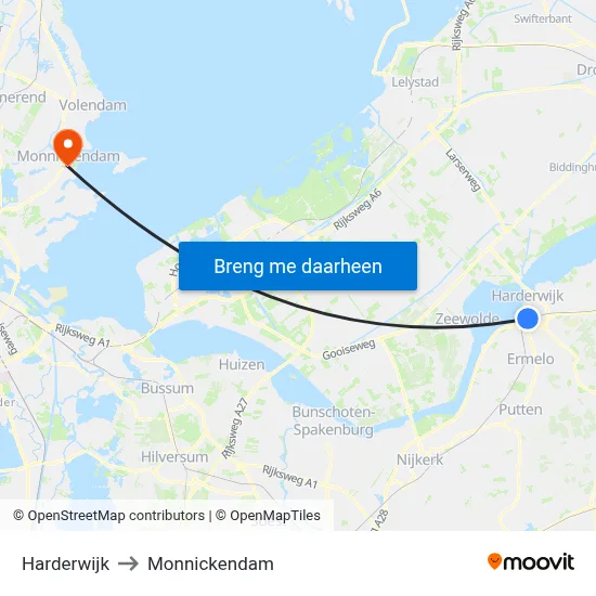 Harderwijk to Monnickendam map