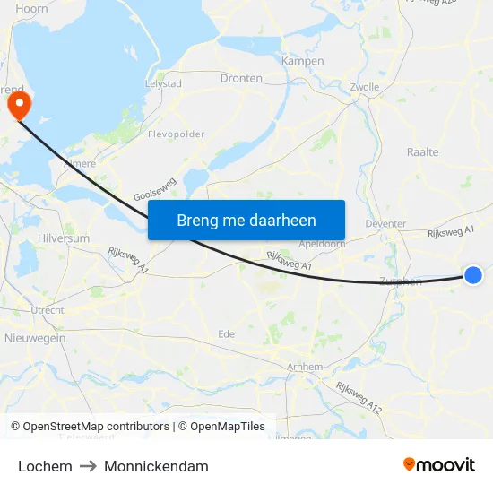 Lochem to Monnickendam map