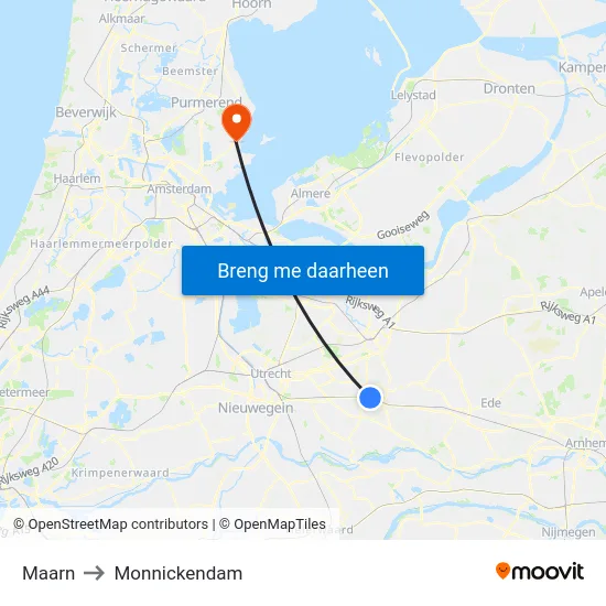 Maarn to Monnickendam map