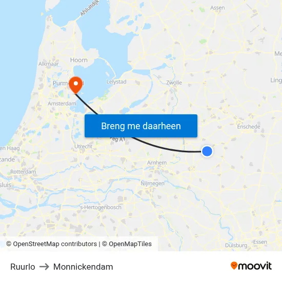 Ruurlo to Monnickendam map
