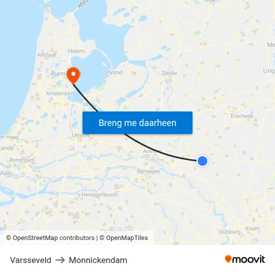 Varsseveld to Monnickendam map