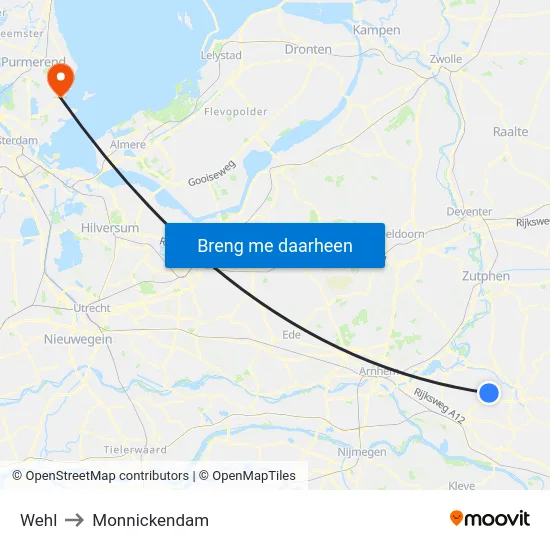 Wehl to Monnickendam map