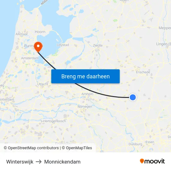 Winterswijk to Monnickendam map