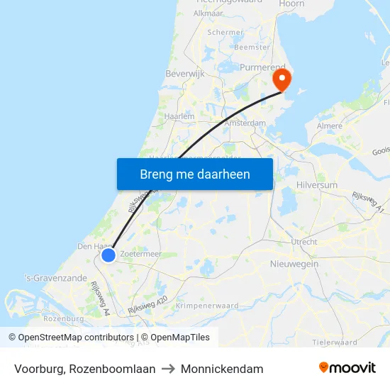 Voorburg, Rozenboomlaan to Monnickendam map