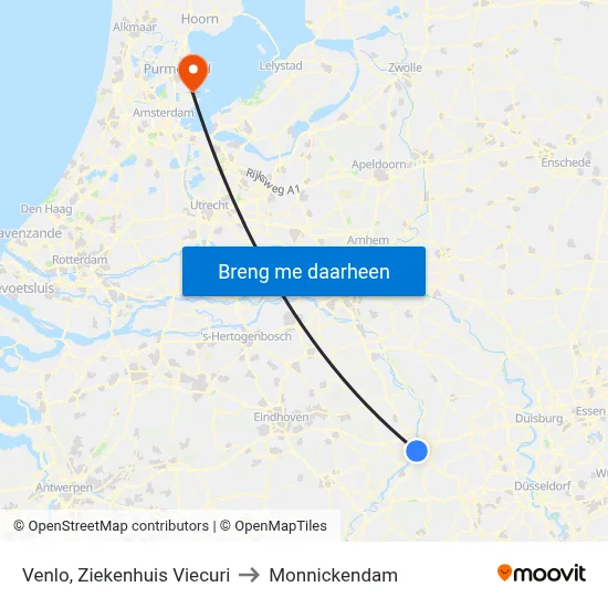 Venlo, Ziekenhuis Viecuri to Monnickendam map