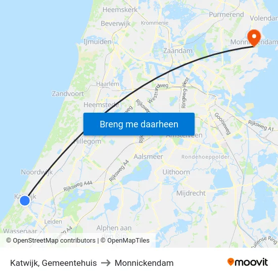 Katwijk, Gemeentehuis to Monnickendam map