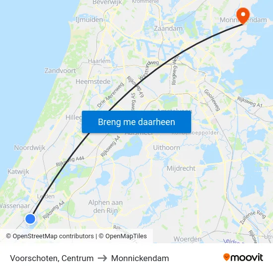 Voorschoten, Centrum to Monnickendam map