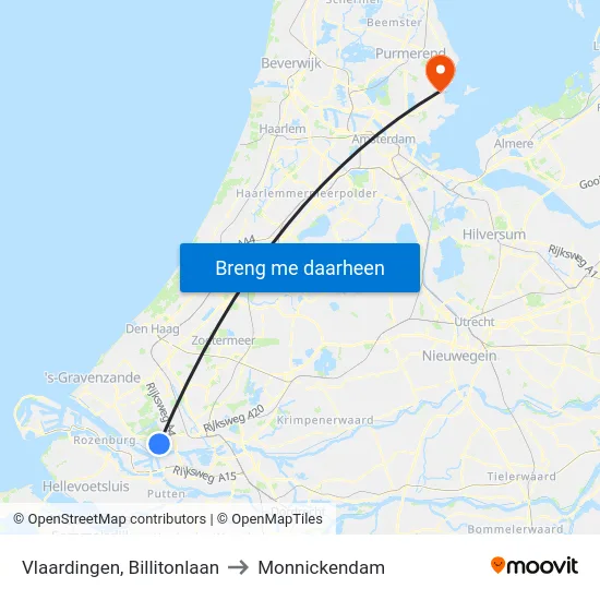 Vlaardingen, Billitonlaan to Monnickendam map