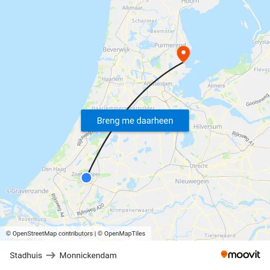 Stadhuis to Monnickendam map