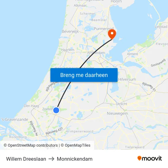 Willem Dreeslaan to Monnickendam map
