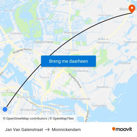Jan Van Galenstraat to Monnickendam map