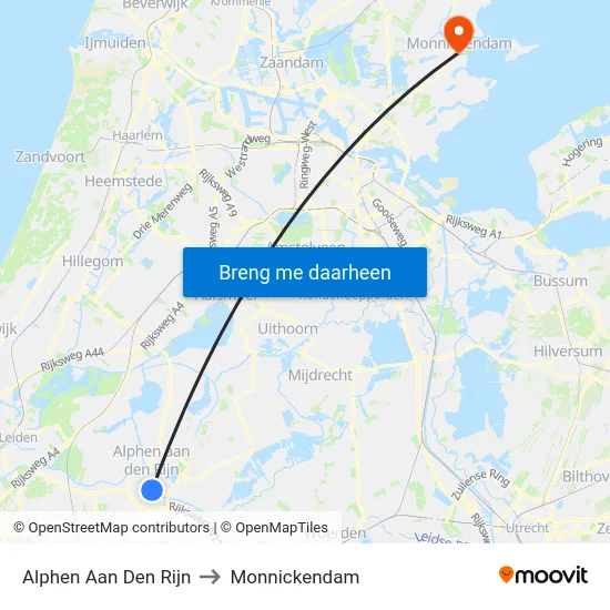 Alphen Aan Den Rijn to Monnickendam map