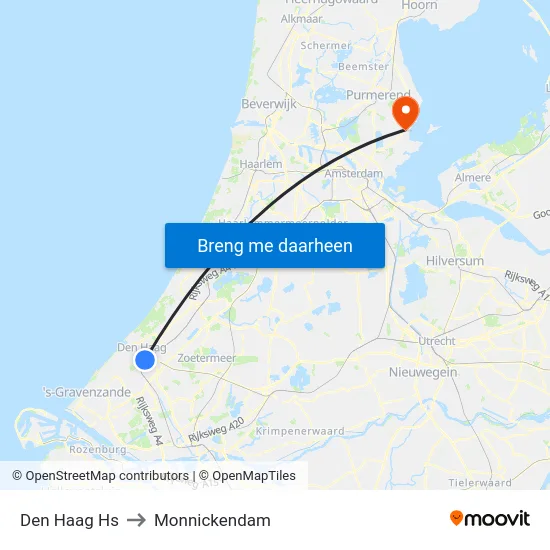 Den Haag Hs to Monnickendam map