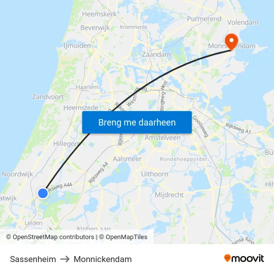 Sassenheim to Monnickendam map