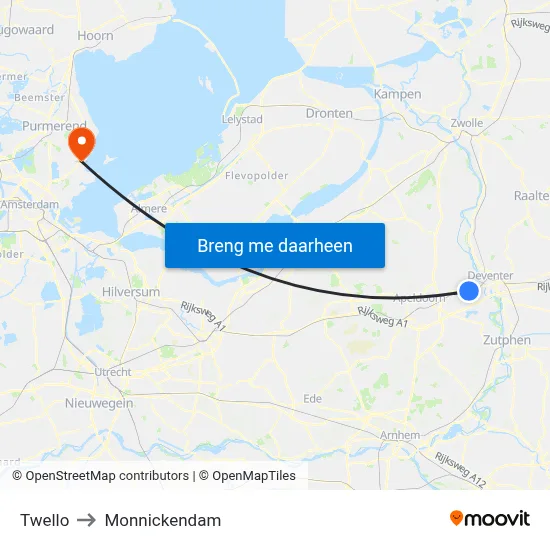 Twello to Monnickendam map