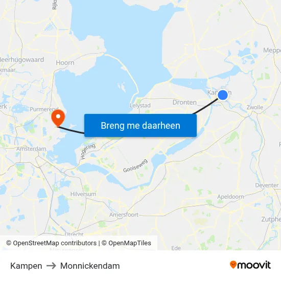 Kampen to Monnickendam map