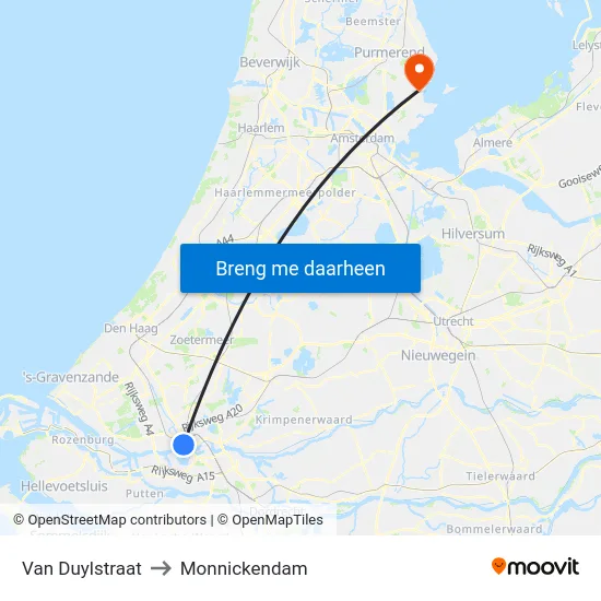 Van Duylstraat to Monnickendam map