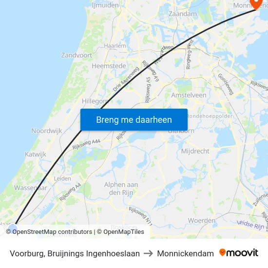 Voorburg, Bruijnings Ingenhoeslaan to Monnickendam map