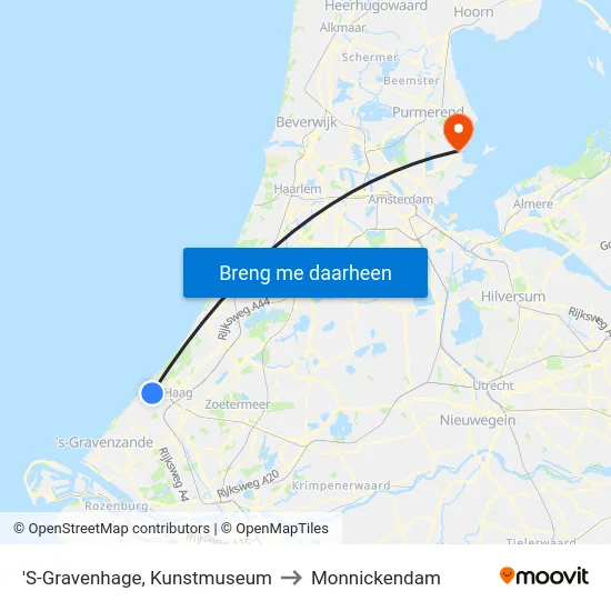 'S-Gravenhage, Kunstmuseum to Monnickendam map