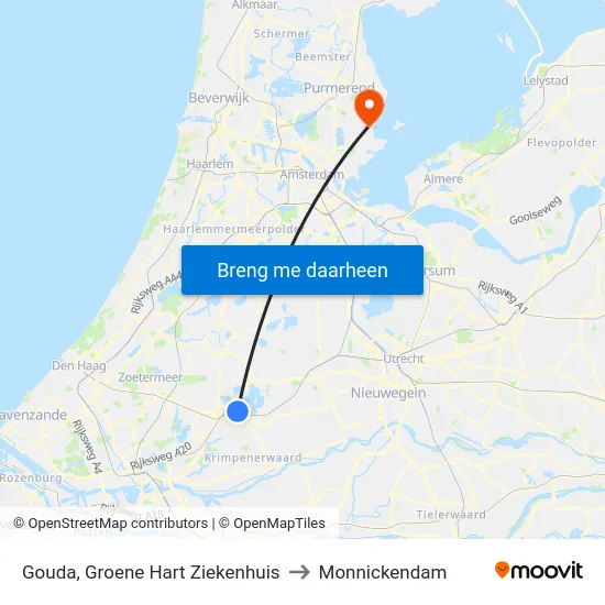 Gouda, Groene Hart Ziekenhuis to Monnickendam map