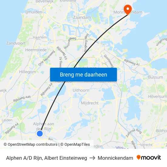 Alphen A/D Rijn, Albert Einsteinweg to Monnickendam map